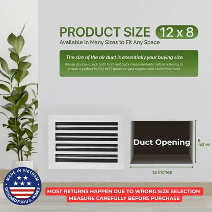 Aluminum White Linear Slot Diffuser 12x8 (Duct Opening)- Modern Air Vent Cover