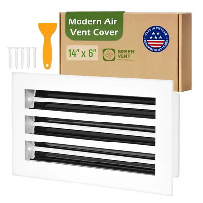 Aluminum White Linear Slot Diffuser 14x6 (Duct Opening)- Modern Air Vent Cover
