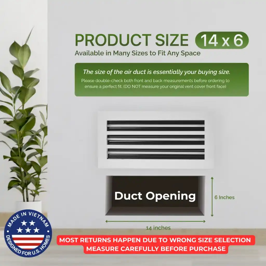 Aluminum White Linear Slot Diffuser 14x6 (Duct Opening)- Modern Air Vent Cover