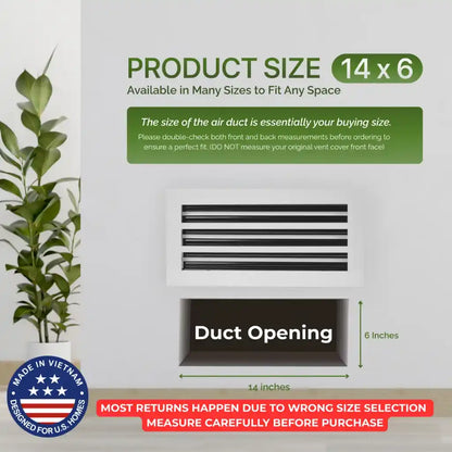 Aluminum White Linear Slot Diffuser 14x6 (Duct Opening)- Modern Air Vent Cover