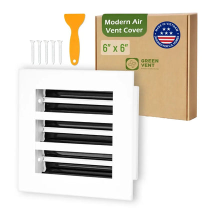 Aluminum White Linear Slot Diffuser 6x6 (Duct Opening)- Modern Air Vent Cover