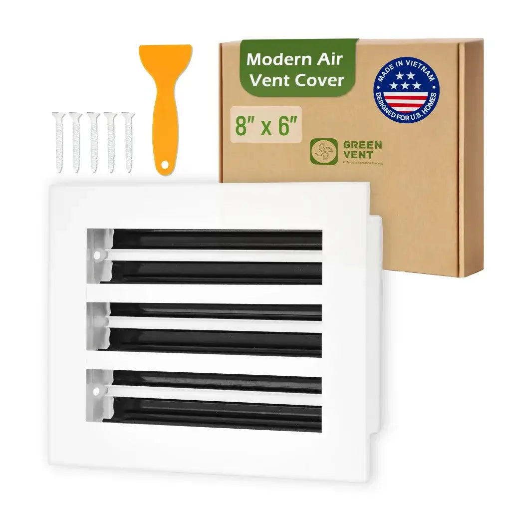 Aluminum White Linear Slot Diffuser 8x6 (Duct Opening)- Modern Air Vent Cover