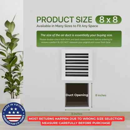 Aluminum White Linear Slot Diffuser 8x8 (Duct Opening)- Modern Air Vent Cover