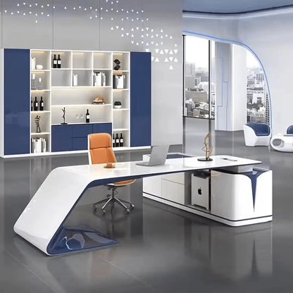 Euclid · Modern White L-Shaped Executive Desk