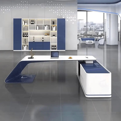 Euclid · Modern White L-Shaped Executive Desk