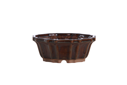 Willow Bonsai Ceramics Flower Design Bonsai Pot 5 Inch – Elegant Ceramic Bonsai & Succulent Planter, High‑Fired Frost‑Proof Stoneware with Drainage & Wiring Holes, Handmade in USA (Dark Honey)