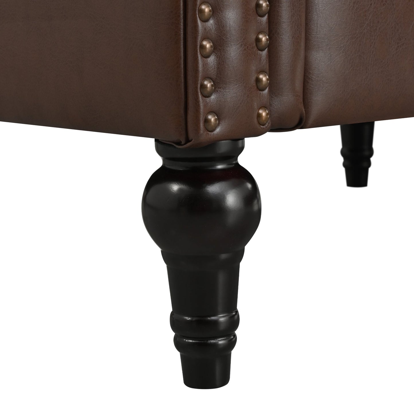 Man cave Sofa Couch for garage, Living Room, L Shaped Reversible Modern Chesterfield Sofa with Rolled Arms and Nailhead, 5 Seat Tufted Couch for Small or Large Space(Dark Brown) PU Leather