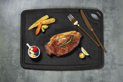 Classic Series 2-In-1 Set Cutting Board- 10 x 13 x 1/4  - Medium- (Black + Natural)