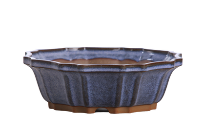 Willow Bonsai Ceramics Flower Design Bonsai Pot 8 Inch – Elegant Ceramic Bonsai & Succulent Planter, High‑Fired Frost‑Proof Stoneware with Drainage & Wiring Holes, Handmade in USA (Denim)
