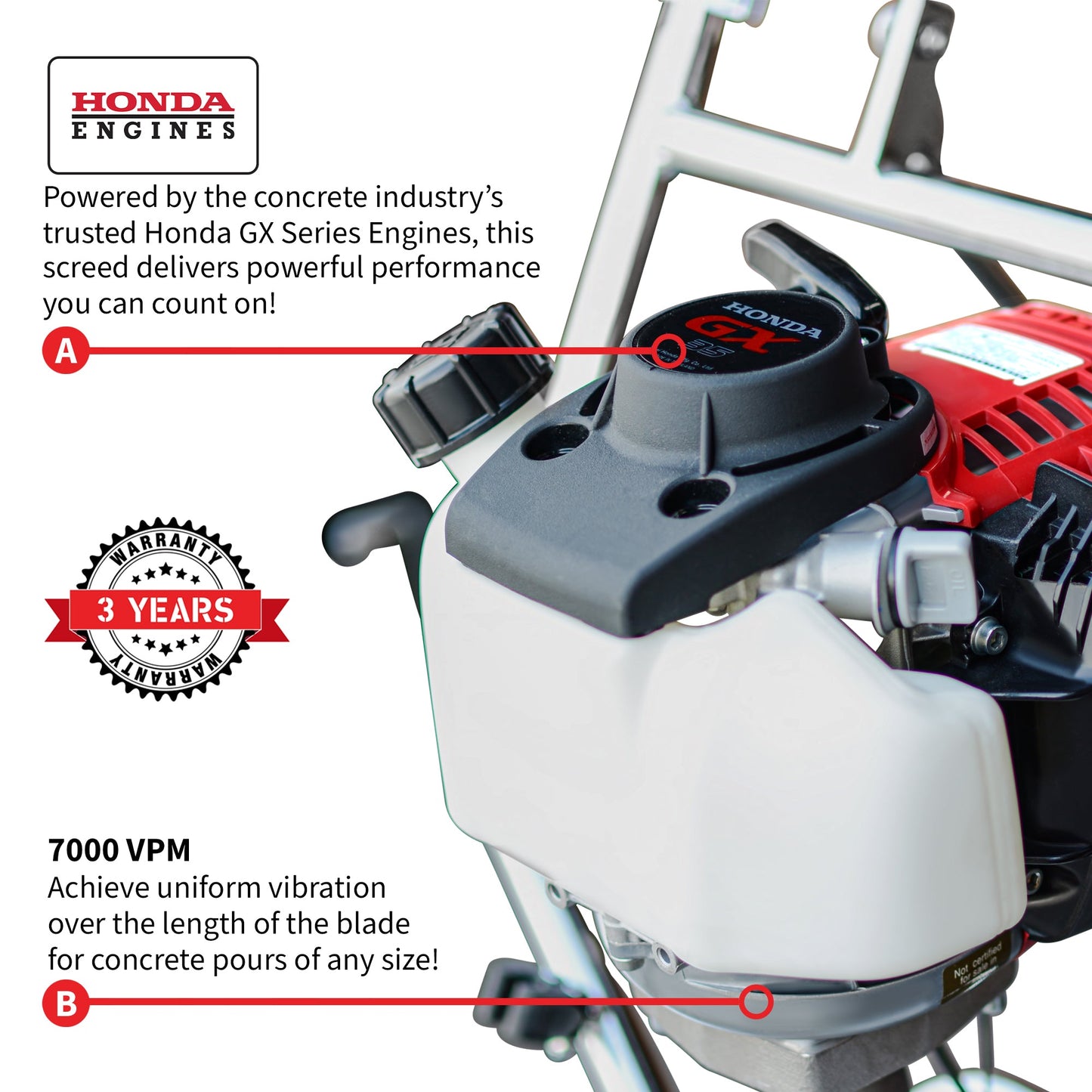 Tomahawk PRO Series Honda Power Screed Single Magnesium Blade Bundle (Choose 4ft, 6ft, 8ft, 10ft, 12ft, 14ft, 16ft)