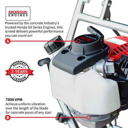 Tomahawk PRO Series Honda Power Screed Single Magnesium Blade Bundle (Choose 4ft, 6ft, 8ft, 10ft, 12ft, 14ft, 16ft)