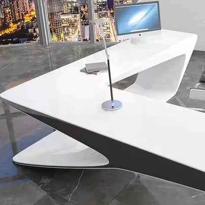 Chevron · White L-Shaped Executive Desk