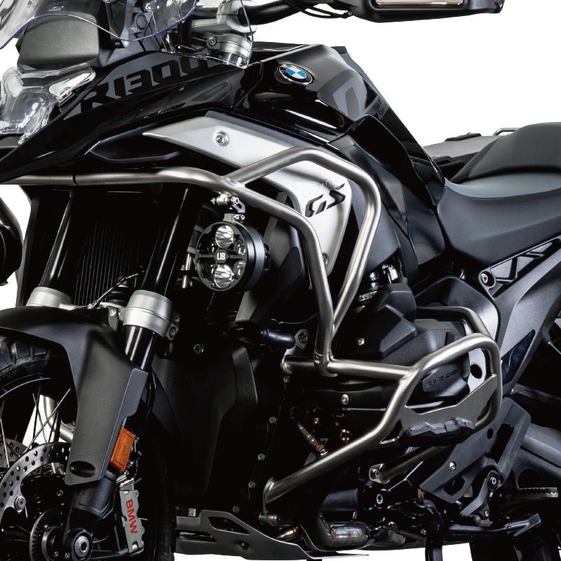 LOBOO Crash Bar for BMW R1300GS – 304 Stainless Steel Upper Protection Bar with Auxiliary Light Mount, Silver or Black Finish