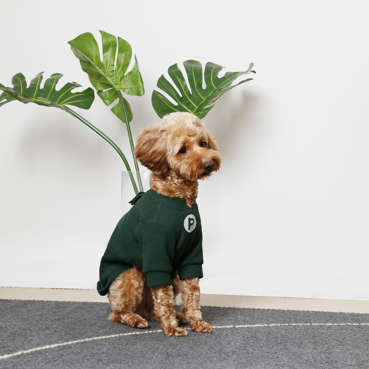 Embroidery Waffle T-Shirt - Green