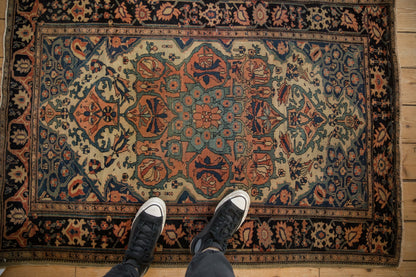 3.5x4.5 Antique Farahan Sarouk Square Rug