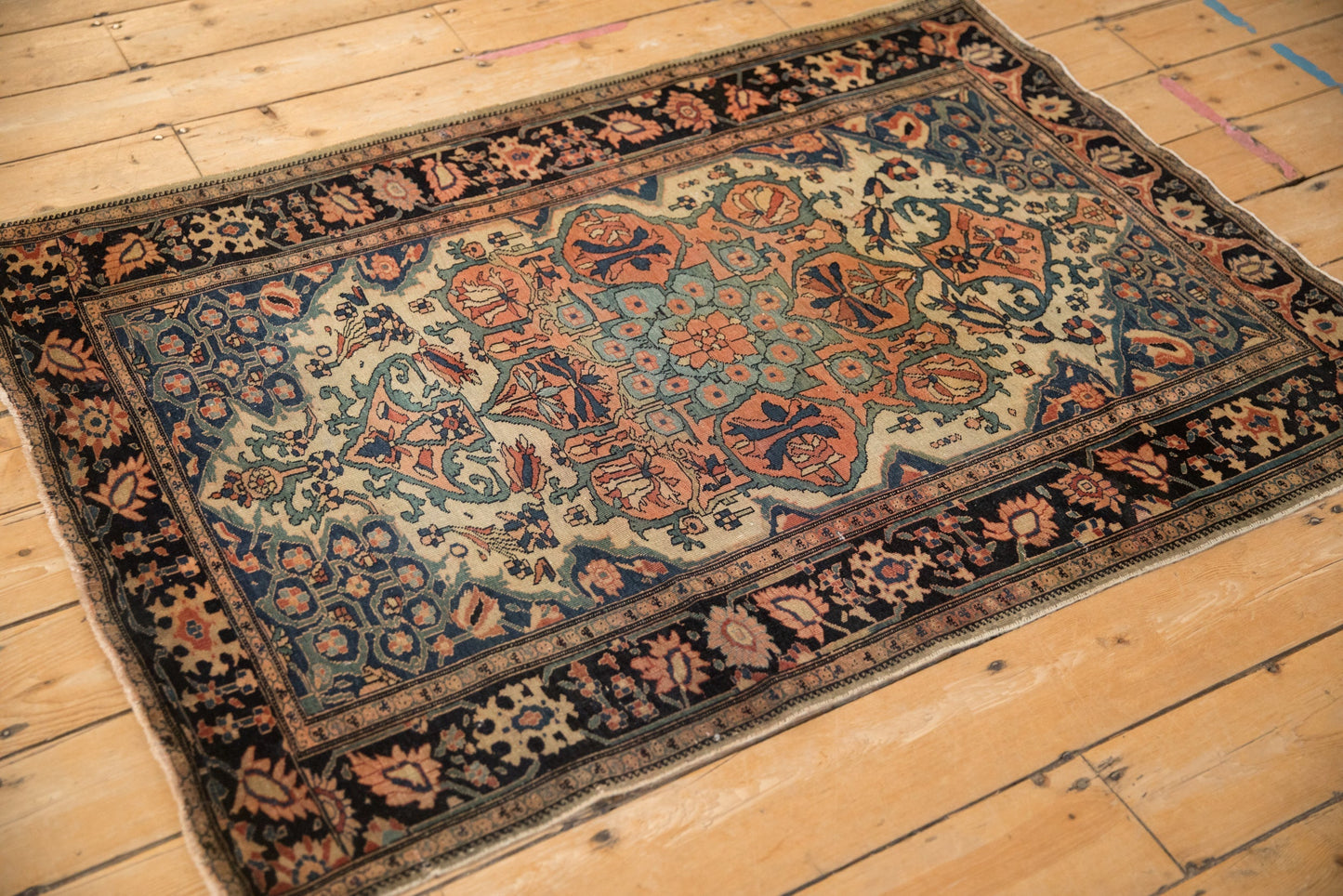 3.5x4.5 Antique Farahan Sarouk Square Rug