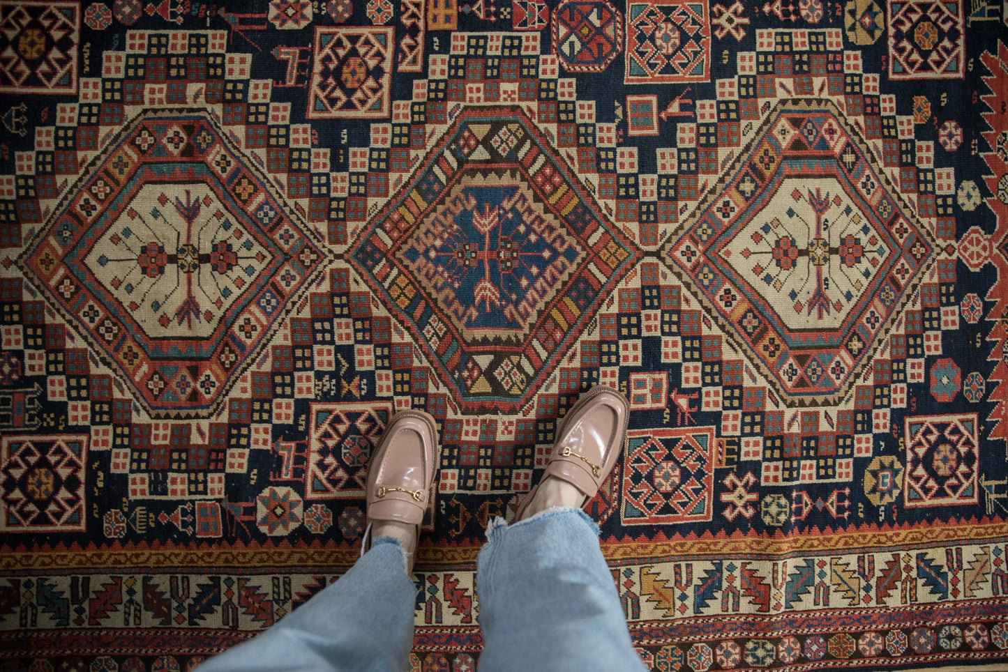 4.5x9 Antique Caucasian Rug Runner