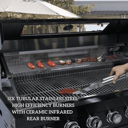 65" 4-Burner 72,000 BTU Black Outdoor Kitchen Island Grill + Side Burner + Rotisserie kit