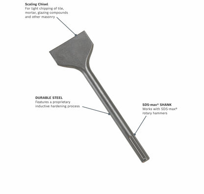 BOSCH HS1910 3 In. x 12 In. Scaling Chisel SDS-max® Hammer Steel