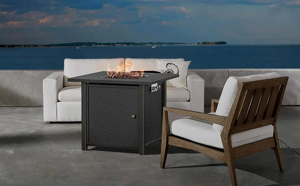 Sunneday 30" Propane Fire Pit Table | 50,000 BTU | Steel Fire Table with Lid | CSA Approved