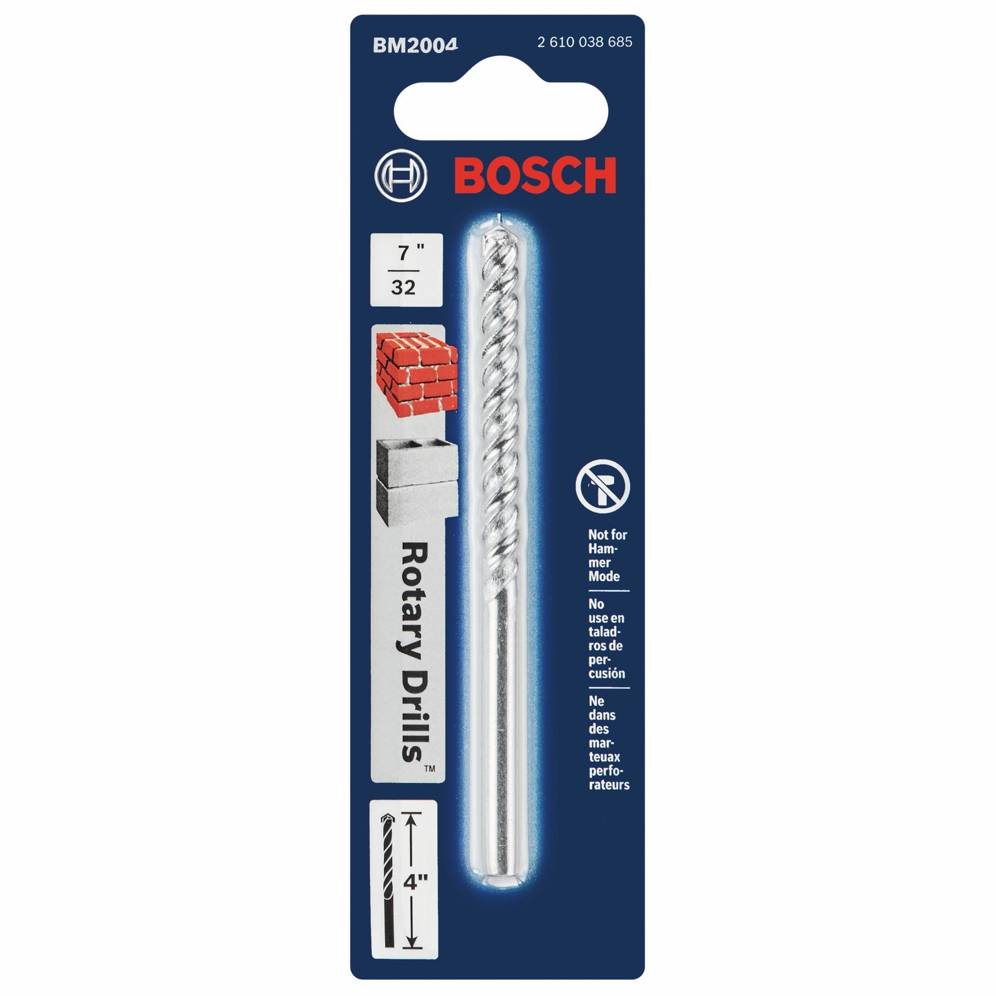 BOSCH BM2004 7/32 In. X 2 In. X 4 In. Fast Spiral Rotary Masonry Drill Bit