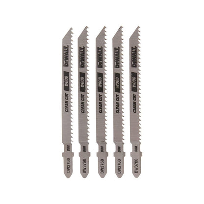 DeWalt DW3760-5 4-Inch 10Tpi Fine Finish Wood Cut T-Shank Jig Saw Blade (5-Pack)