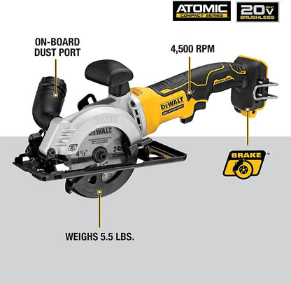 DEWALT DCS571B ATOMIC 20V MAX* Circular Saw, 4-1/2-Inch (Tool Only)