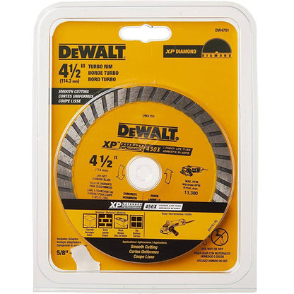 DEWALT DW4701 Diamond Blade, Dry or Wet Cutting, Continuous Rim, 7/8-Inch Arbor, 4-1/2-Inch