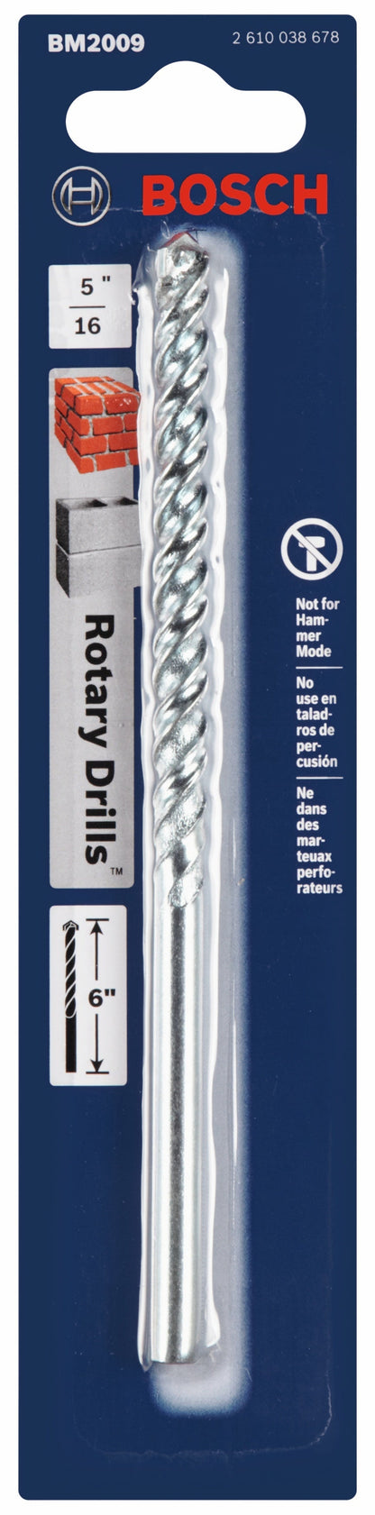 BOSCH BM2009 5/16 In. X 4 In. X 6 In. Fast Spiral Rotary Masonry Drill Bit