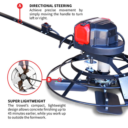 PRE ORDER: 30" Battery-Powered Portable Power Trowel with 18ft Bull Float Handle