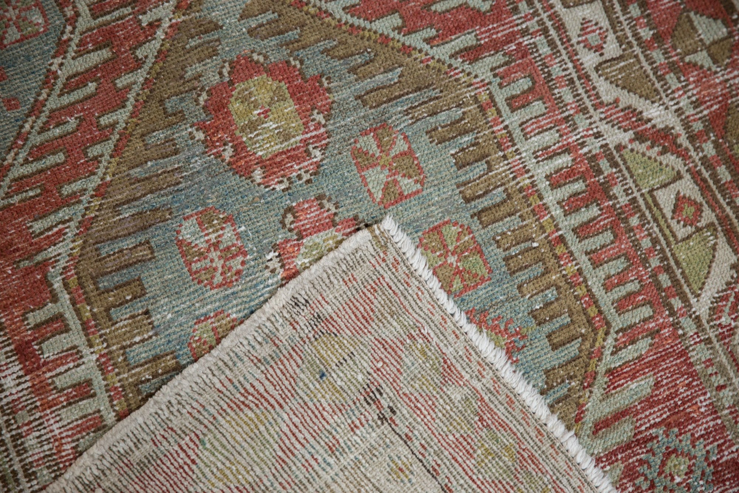 3.5x11 Vintage Distressed Heriz Rug Runner