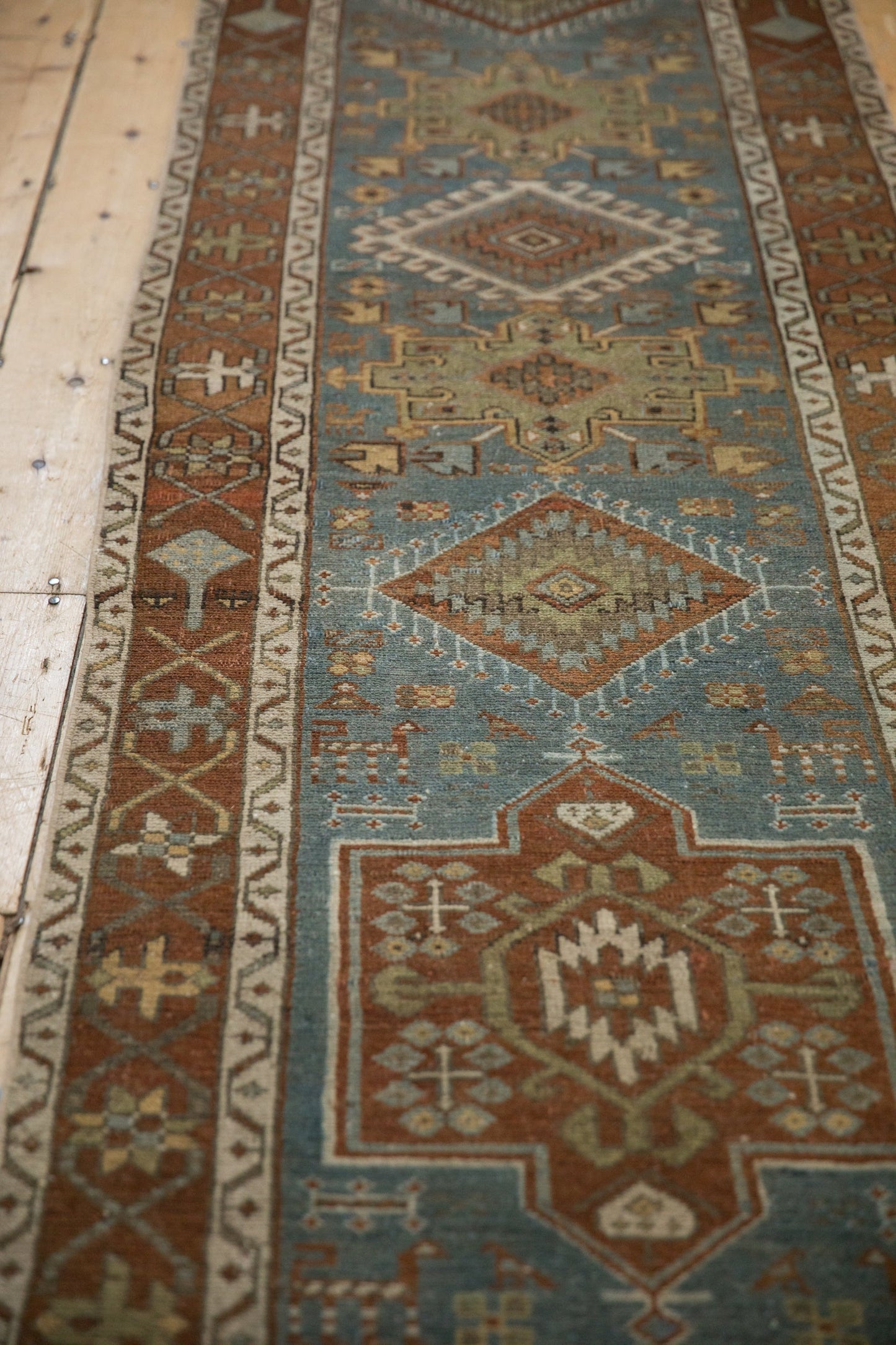 3x14.5 Vintage Distressed Karaja Rug Runner