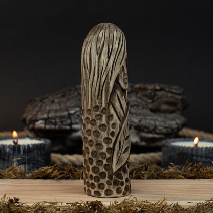 Eir Wooden Figurine – 14 cm (5.7 inch) Hand-Carved Norse Goddess of Healing