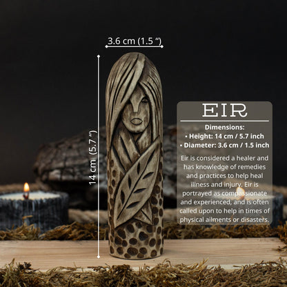 Eir Wooden Figurine – 14 cm (5.7 inch) Hand-Carved Norse Goddess of Healing