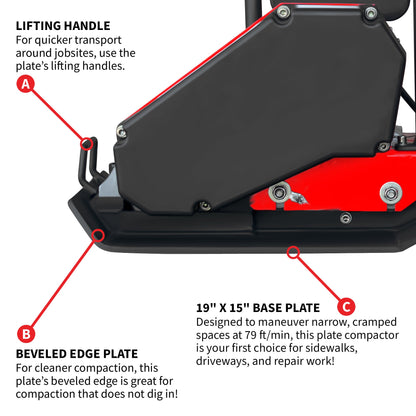 2 HP Electric Vibratory Plate Compactor Tamper for Gravel Soil Compaction