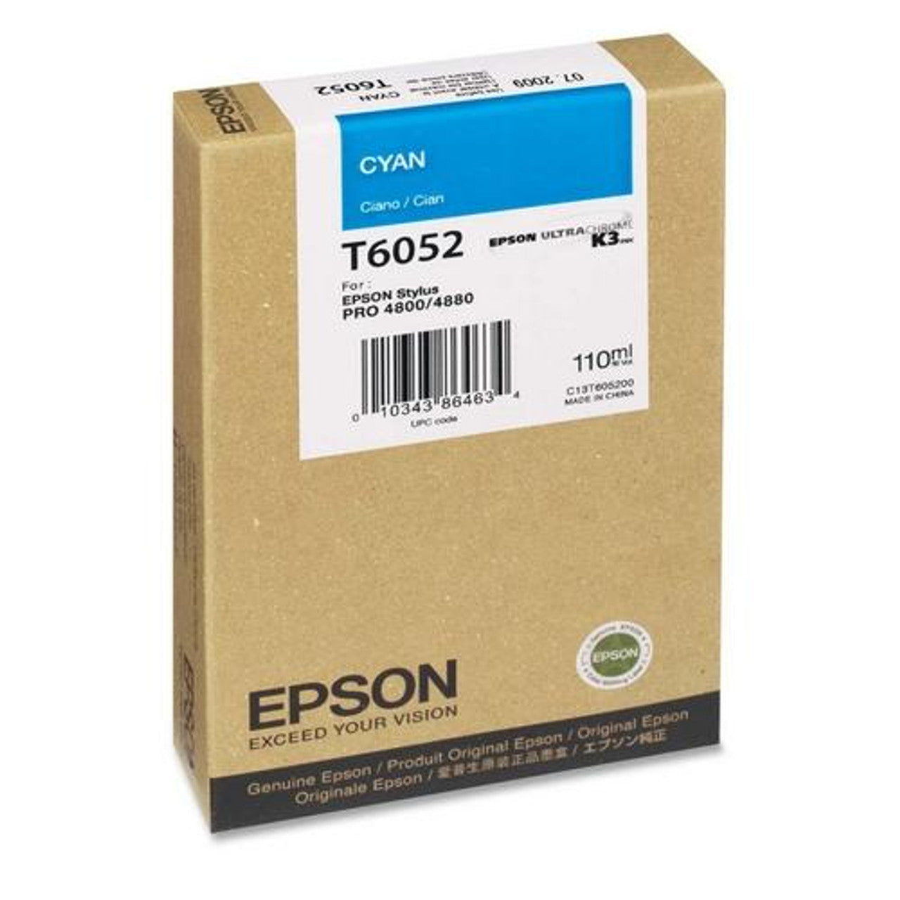 New, Pre-Owned - Epson T6052 Cyan Ink Cartridge, T605200