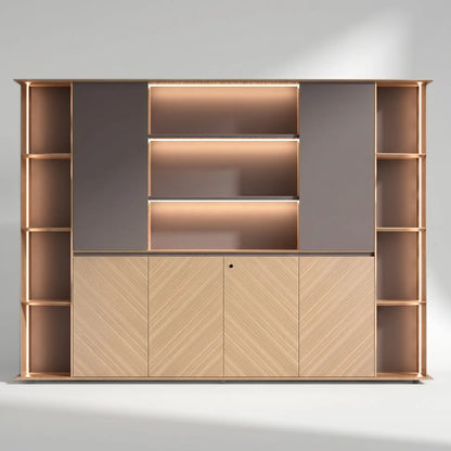 Sona · Office Shelves w/ Lighting & Cabinets