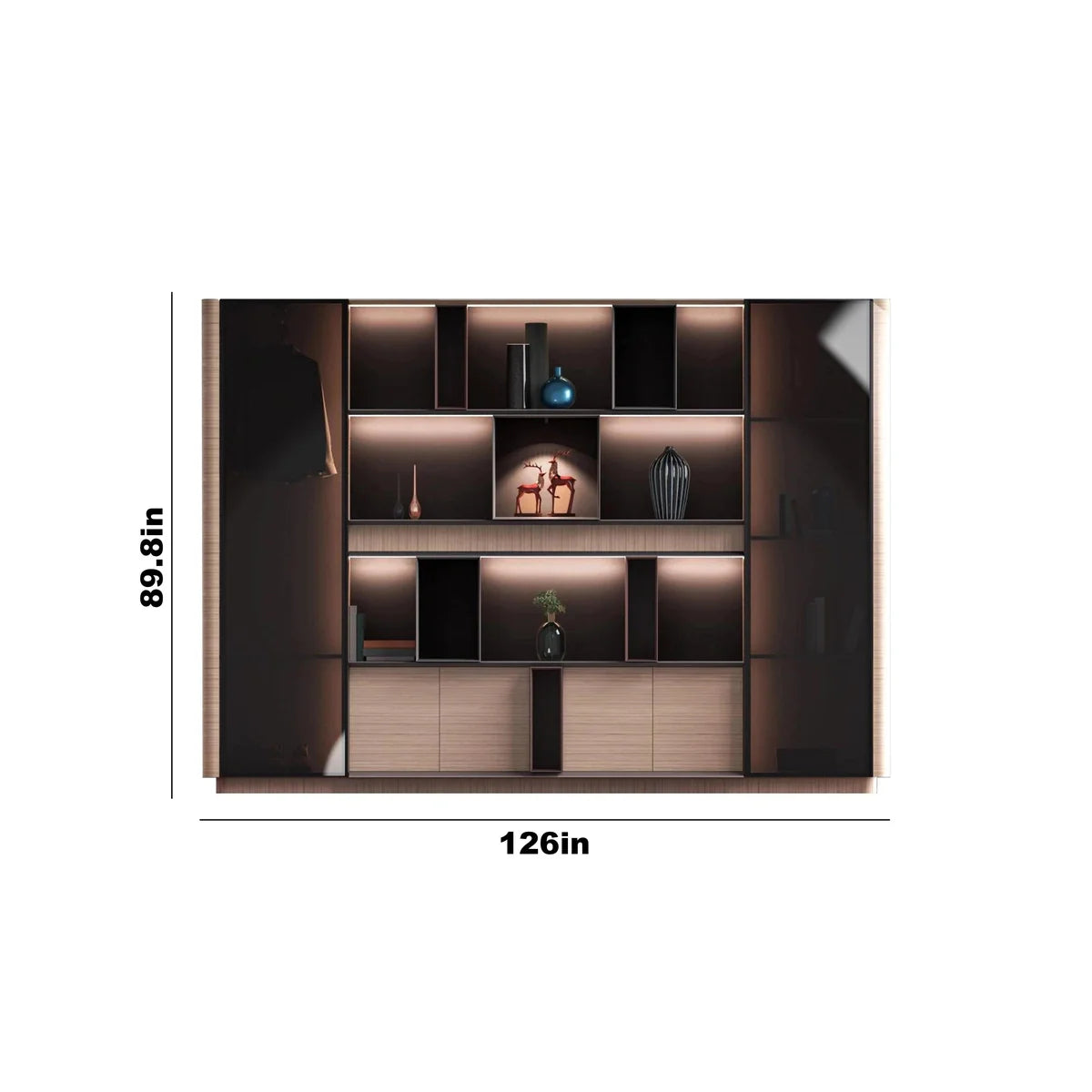 Sonum · Office Shelving Wall Unit w/ Integrated Lighting & Storage Cabinets