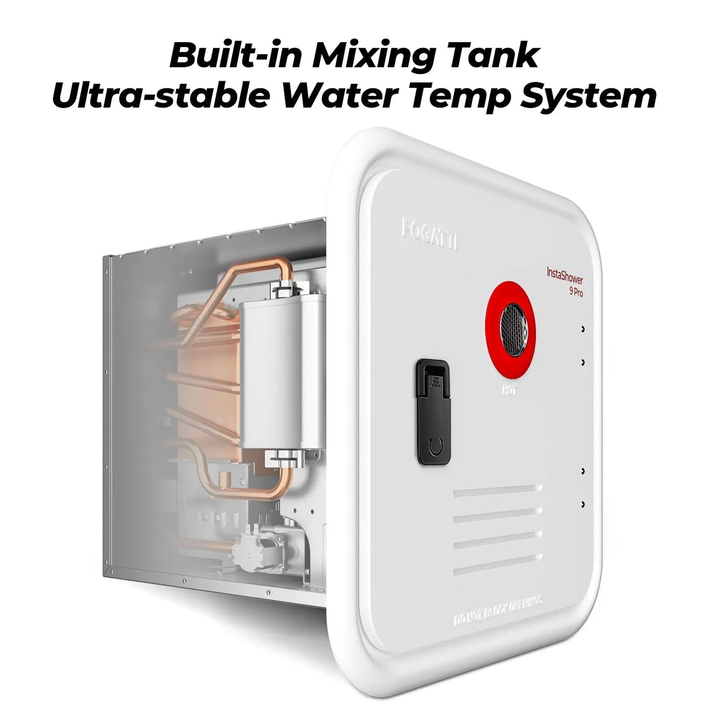 Fogatti InstaShower 9 Pro, 66,000 BTU RV Tankless Water Heater with Door & Mixing Tank