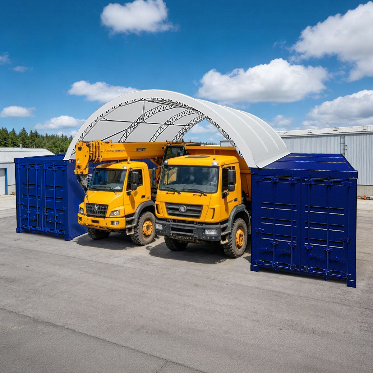 Reinforced 20'x20' Double Truss Container Shelter
