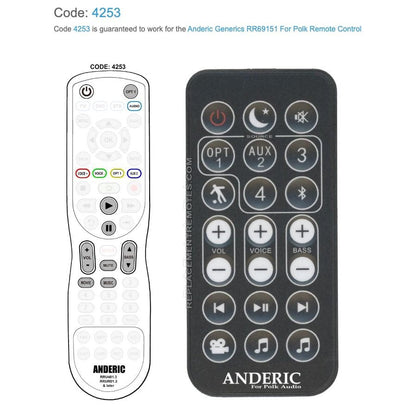 Anderic Generic RE6915-1 For Polk Sound Bar Remote Control