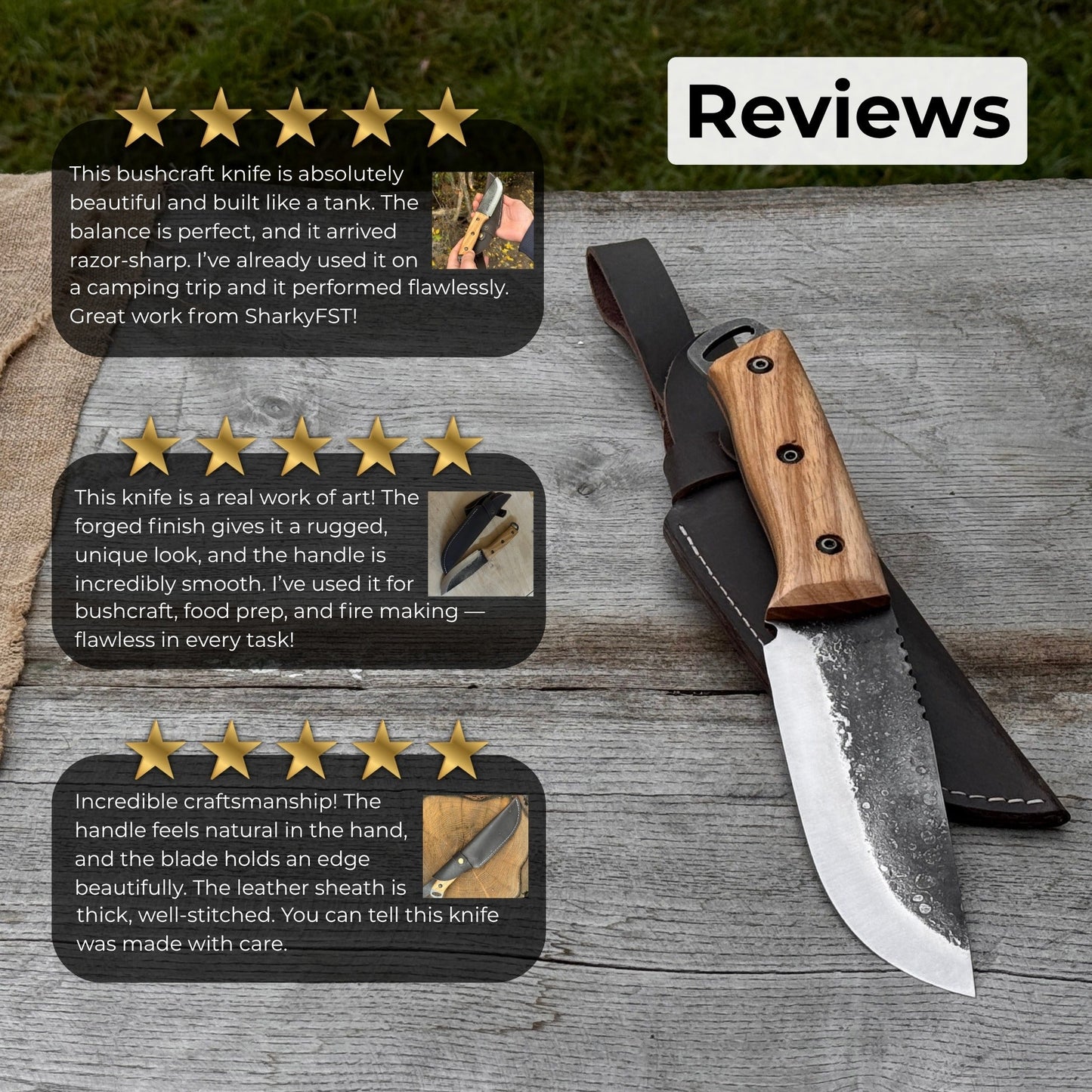 Hand-Forged Camping Knife, 12.5 cm (4.9 inches)