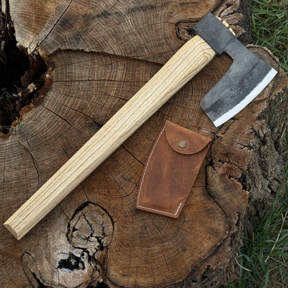 Hand-Forged Carpenter's Axe with Leather Sheath, 0.84 kg (1.85 lb)