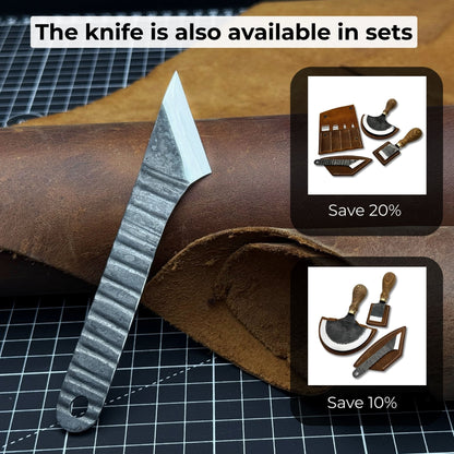 Hand-Forged Kiridashi Knife, 14 cm (5.51 inches) with Leather Sheath