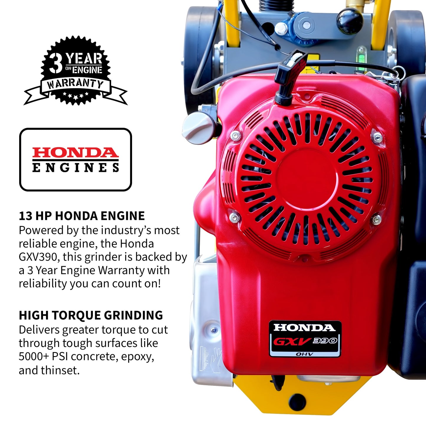 PRE ORDER: 10" Honda Concrete Floor Grinder 10HP GXV390 Motor for Smoothing, Floor Prep, Coatings
