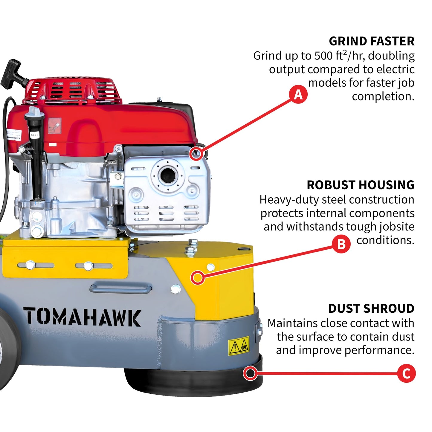 PRE ORDER: 10" Honda Concrete Floor Grinder 10HP GXV390 Motor for Smoothing, Floor Prep, Coatings