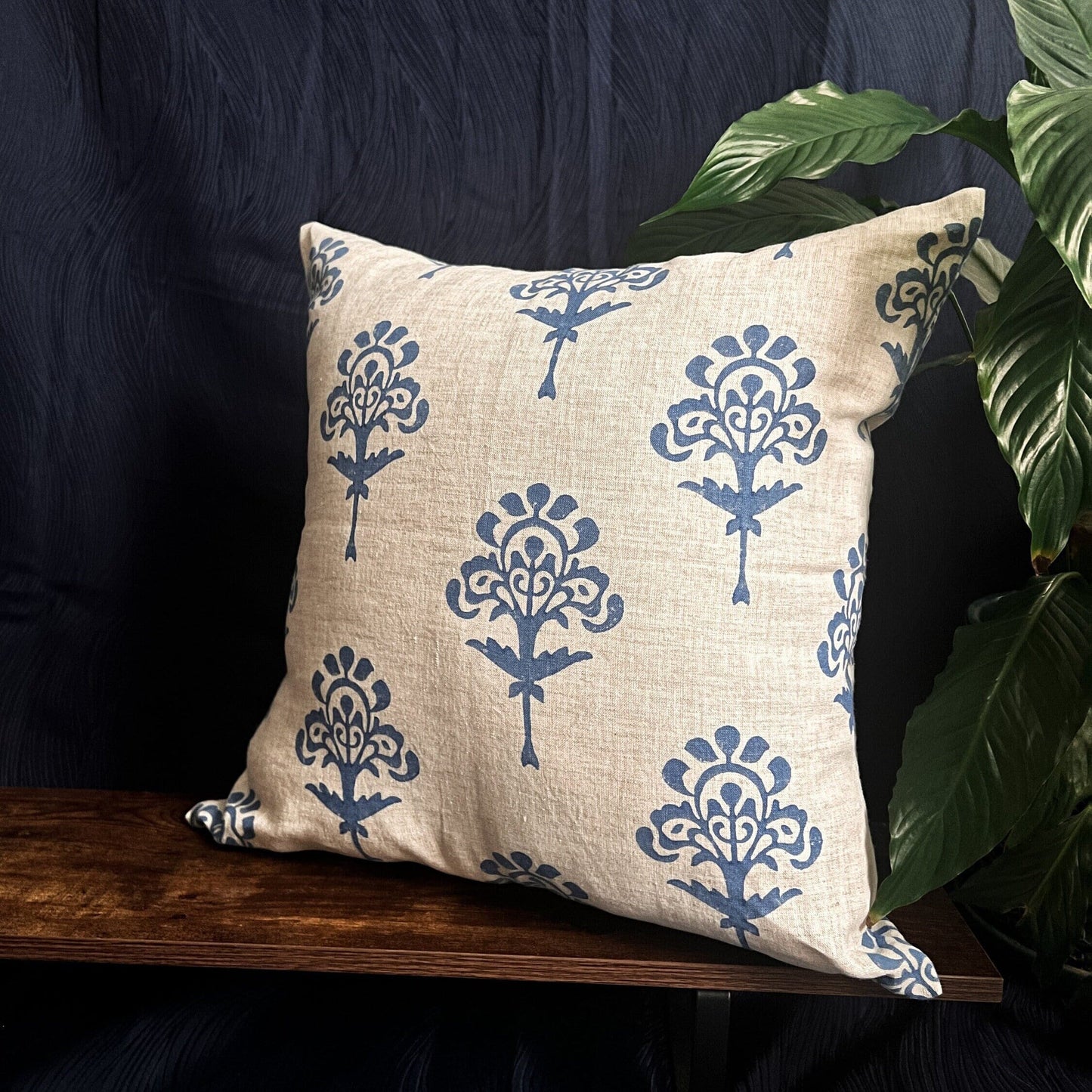 Blue Harmony - Pure Linen Throw Pillow Cover