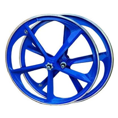 29″ BMX 5-Spoke CNC Alloy Rims Bicycle Sealed Wheel Set, Blue, CNC for Pad Brakes