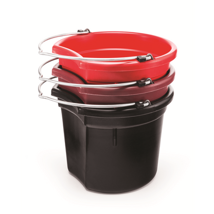 KD-120 20 Qt Flat Back Horse Bucket | Heavy-Duty Mane & Tail Saver Bucket
