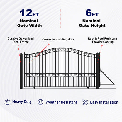 12x6 ft Steel Sliding Driveway Gate
